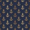 Anchor seamless pattern. Anchors texture. Black symbol boat or ship isolated on white background. Repeated marine pattern. Nautica