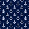 Anchor seamless pattern. Anchors texture. Repeating symbol boat or ship patern on blue background. Repeated nautical design for pr