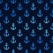 Anchor seamless pattern. Anchors texture. Symbol boat or ship on blue background. Repeated marine pattern. Nautical design prints.