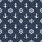 Anchor and ship wheel seamless pattern design. Vector nautical sea pattern print.