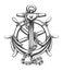 Anchor and Ship WheeL Tattoo in engraving Style. Vector illustration