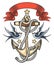 Anchor with Swallows and Ribbon Illustration