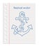 Anchor symbol icon, realistic sheet of lined paper from a notebook, paper ripped from a block with holes