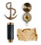 Anchor, telescope, compass and map or parchment