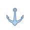Anchor thin line icon. Color blue