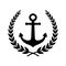 Anchor vector icon Laurel Wreath logo boat symbol pirate helm Nautical maritime simple illustration graphic doodle design