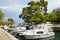 Anchorage ground in Trogir, Boats anchor at the seafront in Trogir - UNESCO town and harbour on the Adriatic coast