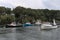 Anchored Lobster Boats in New Harbor, Maine