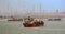 Anchored mixed types of dredger in front of Pengerang Deepwater