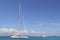 Anchored sailboat Formentera turquoise Illetes