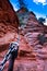 Anchored support chains along Angel Landing Trail in Zion National Park, Utah