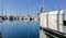 Anchored yachts with masts at Alimos Marina, Athens, Greece