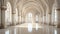 Ancient abbey corridor, Gothic arches, empty chapel, elegant symmetry generated by AI