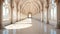 Ancient abbey Gothic arches showcase spirituality and architectural elegance generated by AI