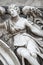 Ancient aged sculpture of beautiful Venetian Renaissance Era woman angel at Basilica di Santa Maria della Salute in Venice, Italy