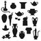 Ancient amphora, vase, torch and teapot