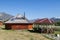 The ancient antique ail house from wood is round-shaped with a chimney on top of the center, for the nomadic indigenous people in