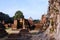 Ancient antiquity architecture and antique ruins building for thai people travelers travel visit respect praying at Si Satchanalai
