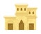 Ancient Arab desert mud house. Middle East two storey building, traditional arabic architecture vector illustration