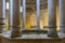 Ancient arabic and roman bath with columns in Girona, Catalonia Spain