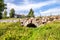 Ancient arch bridge from rough stones