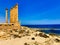 Ancient arch entrance of Sabratha Archaeological site, at the Roman theater of ancient Sabratha in libya, ancient Roman ruins