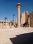 Ancient architectural monuments of Egypt, stone hieroglyphs, stone columns, luxor, stone painting