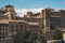 Ancient architecture against blue cloudy sky of Segovia city.