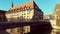 Ancient architecture and The Pegnitz river in Nuremberg