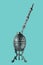 Ancient Argentine silver mate worked in relief with a straw on turquoise background