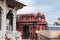 ancient artistic holy jain trample entrance with cloudy sky at morning