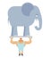 Ancient athlete and elephant. Vintage circus strongman.