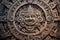 Ancient Aztec Mayan Calendar: Intricate Round Pattern on Stone Surface. AI