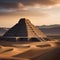 An ancient Babylonian ziggurat towering over the desert landscape3