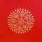 Ancient beautiful gold flower painting on Thai temple red wall,