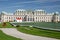 The ancient beautiful Upper Belvedere palace with a lake in Vienna. Austria