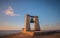 Ancient bell at sunset. In Chersonesos