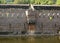 Ancient big ornamental wall of vellore fort with trees