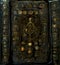 Ancient Book with Glowing Magic Spells and Runes. Occult, Esoteric, Divination and Wicca Concept. Halloween Vintage Background