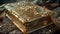 Ancient Book Golden Leaf Pages Holy Tome Bejeweled Almanac of Magick