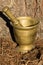 Ancient Brass Mortar and Pestle.