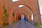 Ancient brick arches over walkway