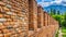 Ancient brick wall of the palace of Sheki Khans Selective focus AI-Created Content