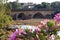 Ancient bridge, dry riverbed, city Niebla, Spain