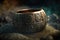 ancient bronze ring with mysterious runes carved on it AI generation