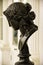Ancient bronze woman`s head. Ariadna mythological character. Beautiful antique sculpture with nice female face
