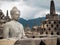 Ancient Buddha Statue at Borobudur, Indonesia