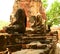 Ancient buddha statue at Mahathat temple, historic site in Ayuttaya province,Thailand.