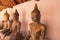 Ancient buddha statues in Wat Phra Borommathat Chaiya Ratchaworawihan temple