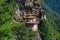 The ancient Buddhist monastery, popularly known as Tiger`s nest, located in the cliff of green mountains in Paro in Bhutan